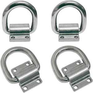 4 Pcs Marine Boat Bolt-On Stainless Steel Lashing Ring D-Ring Anchor Tie Down 1"