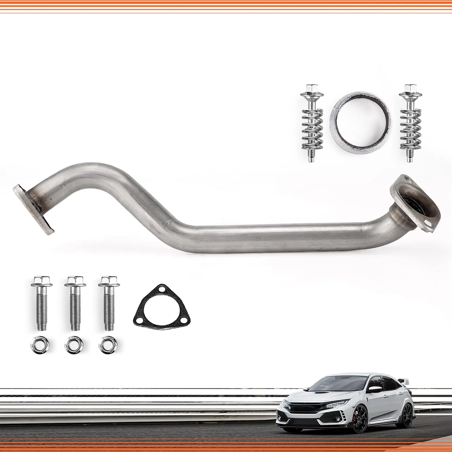 409 Stainless Steel Front Pipe 2.0"(OD) Inlet & Outlet Direct Fit For 2006-2011 Honda Civic 1.8L Include Gasket and Bolt kit Part Number:18210-SNE-A01(VK-HC02)