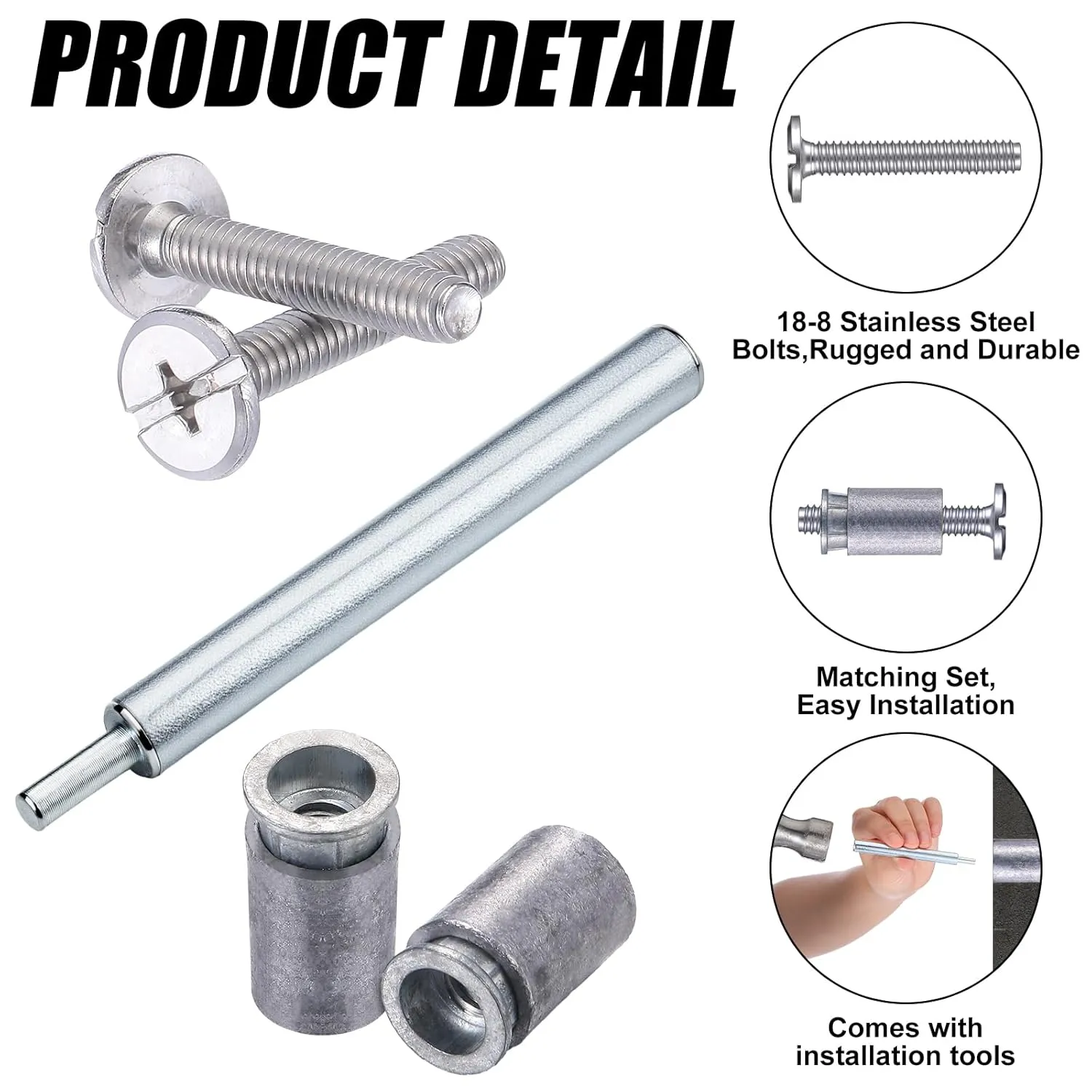 49 Piece Kit - Hurricane Shutter Hardware Hurricane Sidewalk Bolt Kit 18-8 Hardware Stainless Steel Bolt Combo with Masonry Anchors & Set Tool for Masonry Walls(1/4-20 x 1-1/2 Inch)
