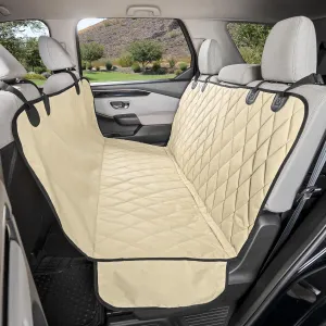4Knines Dog Backseat Cover with Hammock for Cars, SUVs, and Trucks – Waterproof Layers, Nonslip Seat Protector, Durable Nylon Clips, K9 Shield with Heavy Duty Thread, (Extra Large, Tan)