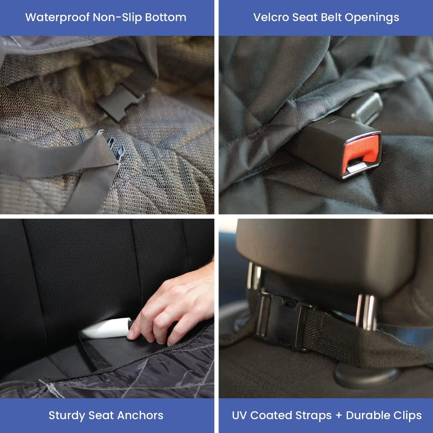 4Knines Dog Backseat Cover with Hammock for Cars, SUVs, and Trucks – Waterproof Layers, Nonslip Seat Protector, Durable Nylon Clips, K9 Shield with Heavy Duty Thread, (Extra Large, Tan)