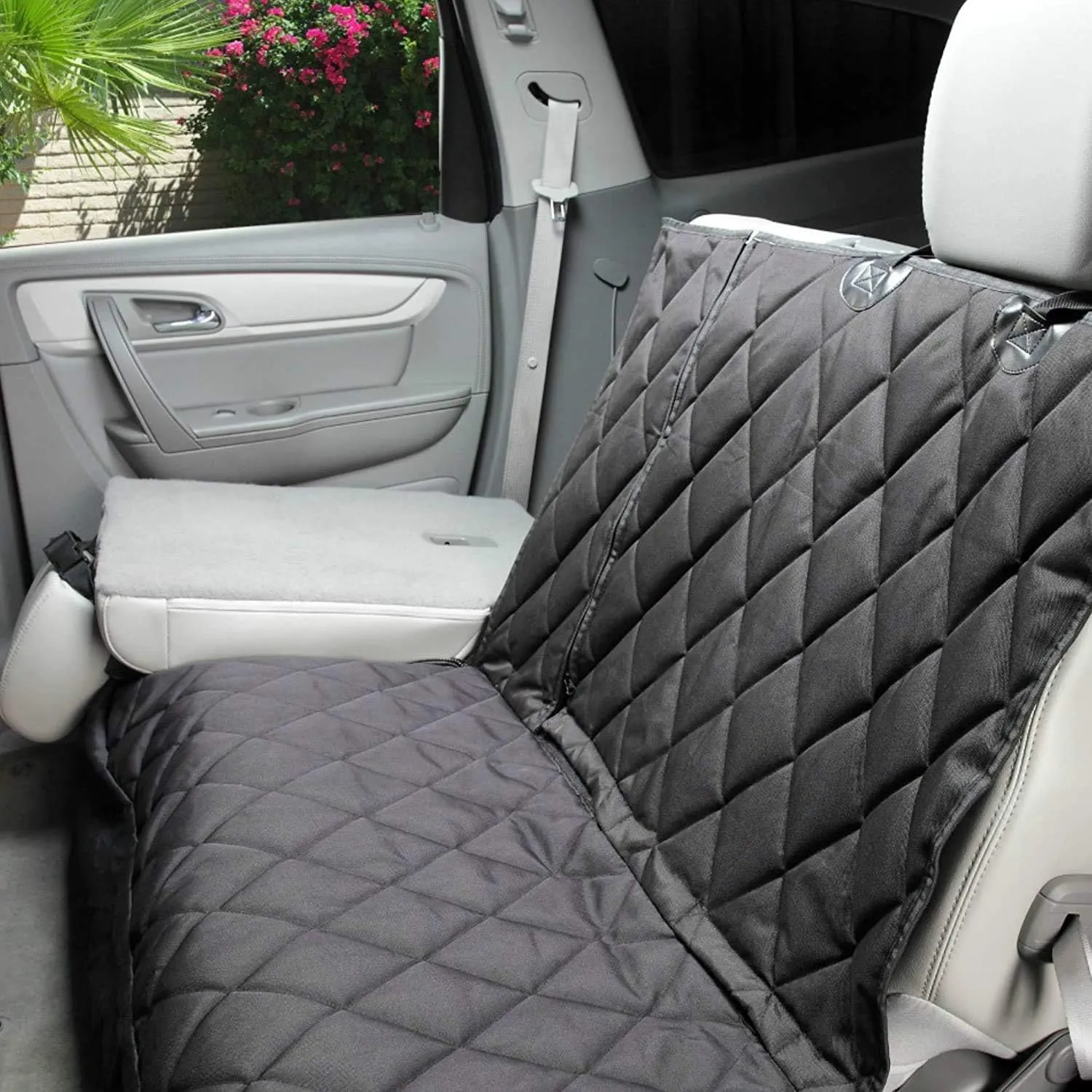 4Knines Dog Hammock for Cars, SUVs, and Small Trucks (Regular Size, Black) – Rear Seat Cover for 60/40 Split Bench w/Armrest & Seatbelt Access – Heavy Duty, Waterproof, Easy Install, Machine Washable