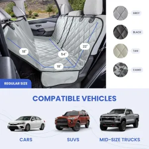 4Knines Dog Hammock for Cars, SUVs, and Small Trucks (Regular Size, Camo) – Rear Seat Cover for 60/40 Split Bench w/Armrest & Seatbelt Access – Heavy Duty, Waterproof, Easy Install, Machine Washable
