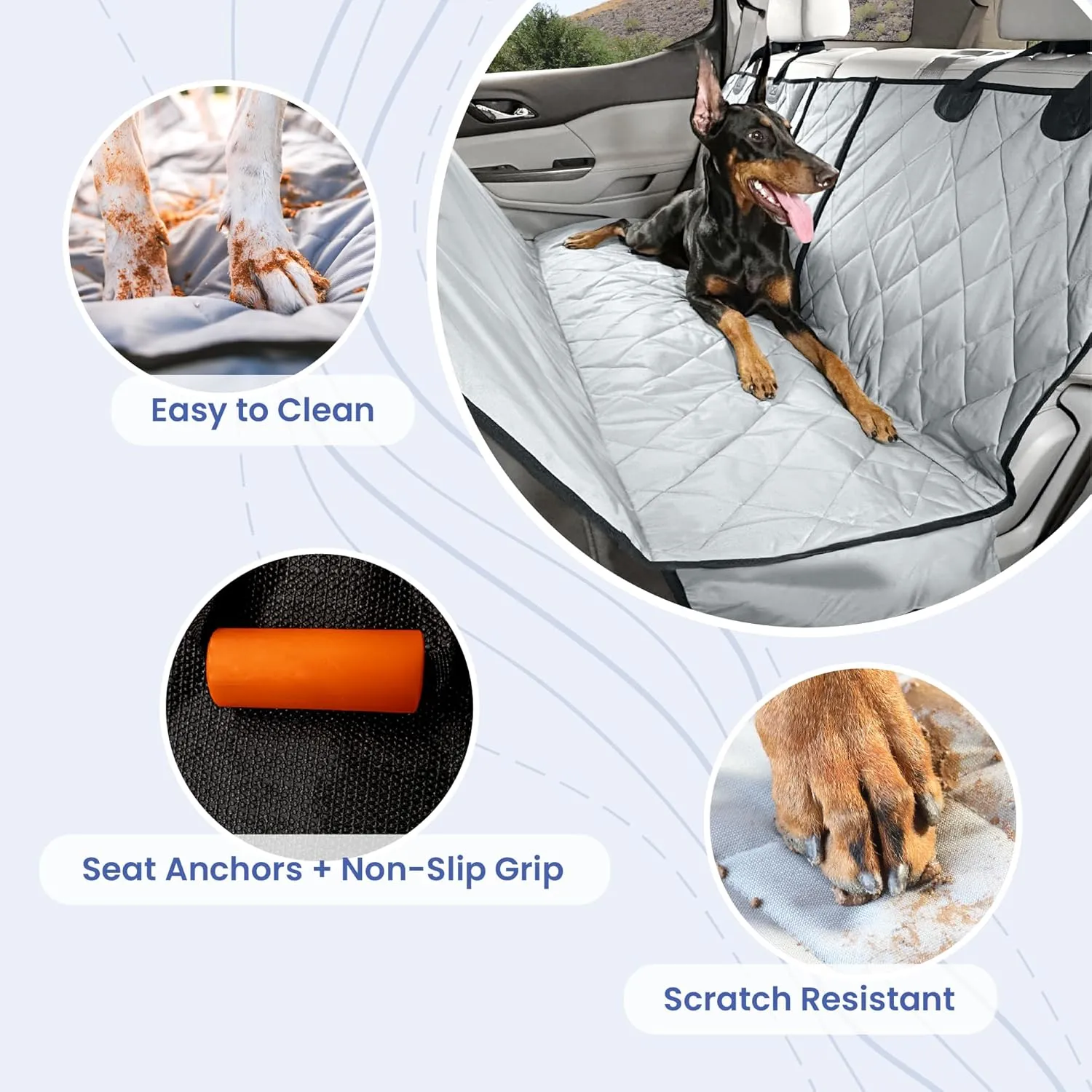 4Knines Dog Hammock for Cars, SUVs, and Small Trucks (Regular Size, Tan) – Rear Seat Cover for 60/40 Split Bench w/Armrest & Seatbelt Access – Heavy Duty, Waterproof, Easy Install, Machine Washable