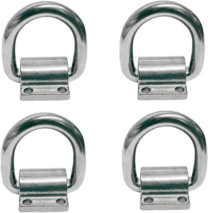 4Pc Marine Boat Stainless Steel 316 3/4" Bolt-On Lashing Ring D-Ring Anchor Ring