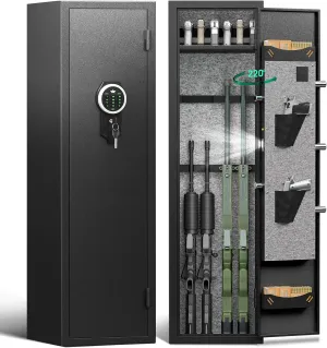 5-8 Gun Safe, Digital Large Gun Safe for Home Rifle and Shotguns, Quick Access Gun Cabinets with LED Light, Rifle Gun Safes with Adjustable Gun Rack and Removable Shelf