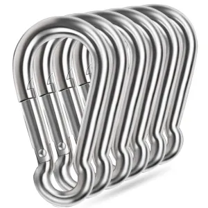 5 Inch 4 Inch Large Spring Snap Hooks, Ekunbuy Heavy Duty Rope Connector 304 Stainless Steel Hook Spring Clips Link Buckle 1/2 3/8 Clip for Hammock Swing Outdoor Travel 5.5 Inch-6 PCS