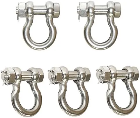 5 PC 3/8" Bolt Pin Anchor Shackle Stainless Steel SS 316 Marine Rigging Paracord