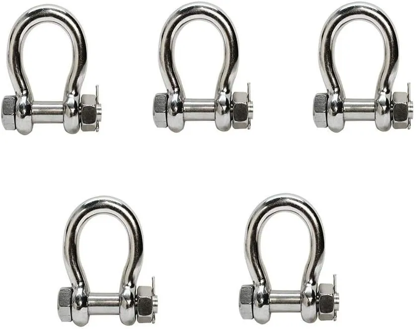 5 Pc 5/16'' Bolt Screw Pin Anchor Shackle Marine Stainless Steel D Ring Bow
