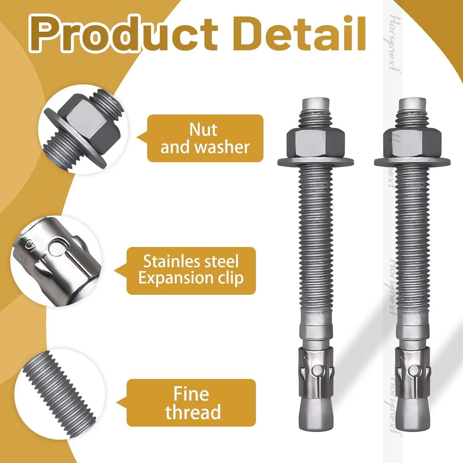 5/8 x 6 inch Wedge Anchor Galvanized Carbon Steel, Expansion Screw Bolt Heavy Duty Fastener for Concrete Masonry Cement（Pack of 4pcs