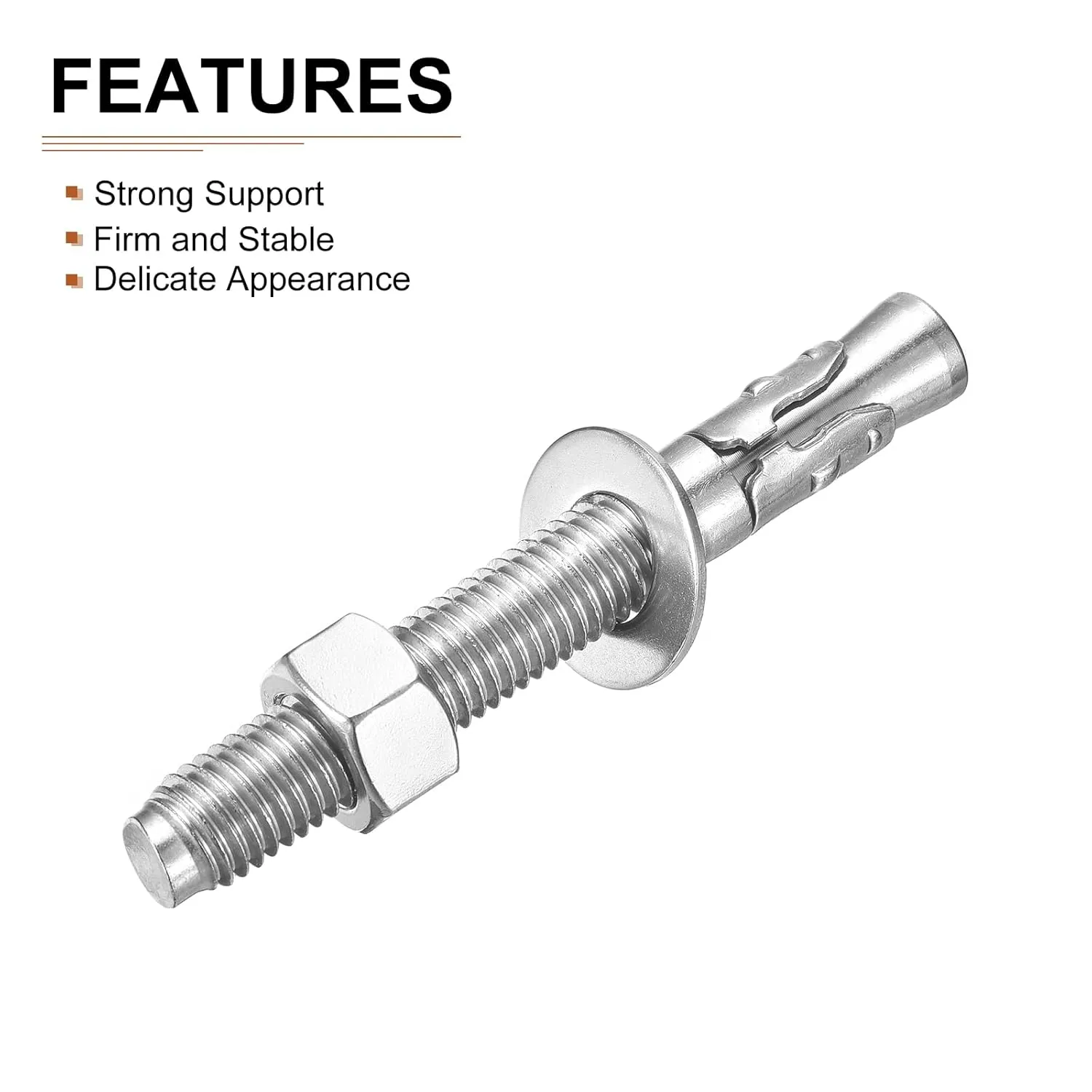 5/8" x 5" Wedge Anchors - 20Pack - Good for Cement and Concrete Wall - 304 Stainless Steel Zinc Plated Screw Bolt Nut Expansion Tube Fasteners