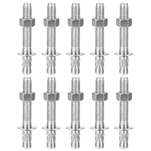 5/8" x 5" Wedge Anchors - 20Pack - Good for Cement and Concrete Wall - 304 Stainless Steel Zinc Plated Screw Bolt Nut Expansion Tube Fasteners