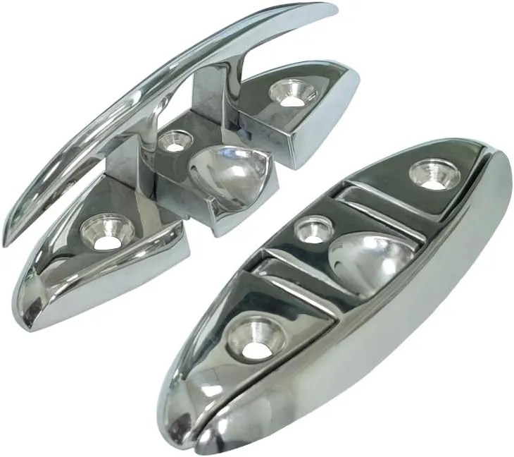 5IN Stainless Steel Boat Folding Cleats 5 inch, Flip up Dock Cleat for Deck and Boat, Dock Cleats Folding Cleat Rope Cleat Boat Cleat with Fasteners