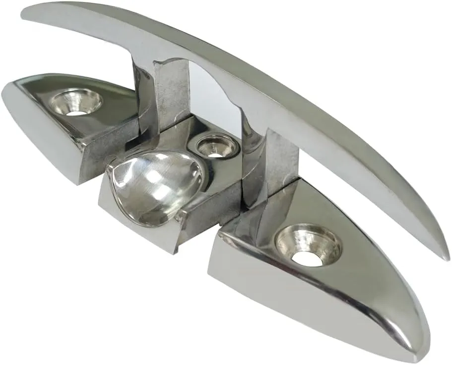 5IN Stainless Steel Boat Folding Cleats 5 inch, Flip up Dock Cleat for Deck and Boat, Dock Cleats Folding Cleat Rope Cleat Boat Cleat with Fasteners