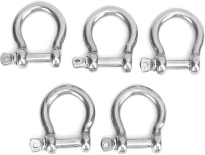 5pcs Stainless Steel Bow Shackle Screw Pin Anchor Shackle Hardware Rigging, D Ring Shackle Boat Anchor Shackle, Marine Grade Boat Sailboat Chain Shackel Bolt Rigging Clasp (M10)