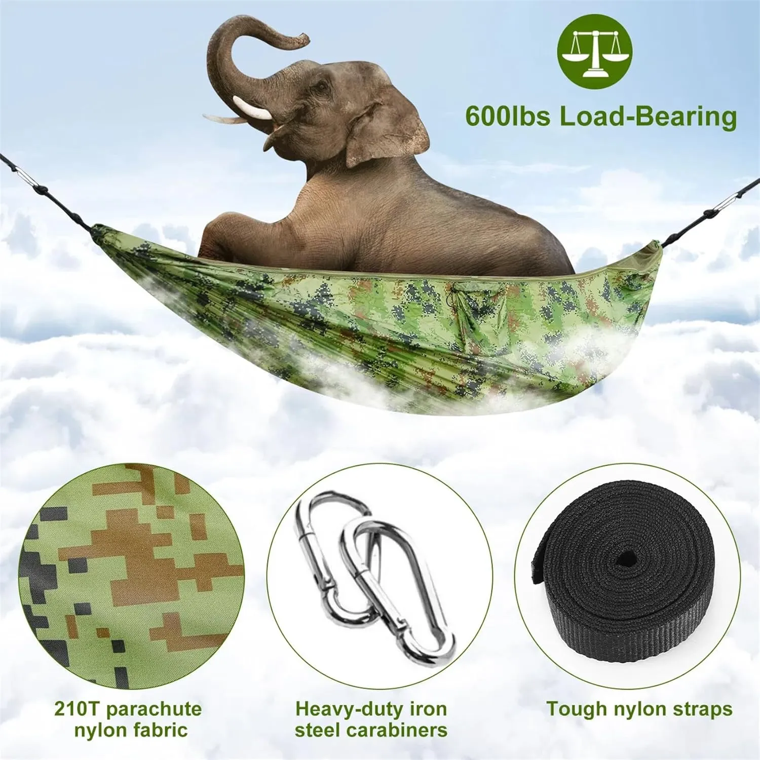 600lbs Load 2 Persons with Mosquito Net Outdoor Hiking Camping Portable Nylon Swing Bed (Blue)