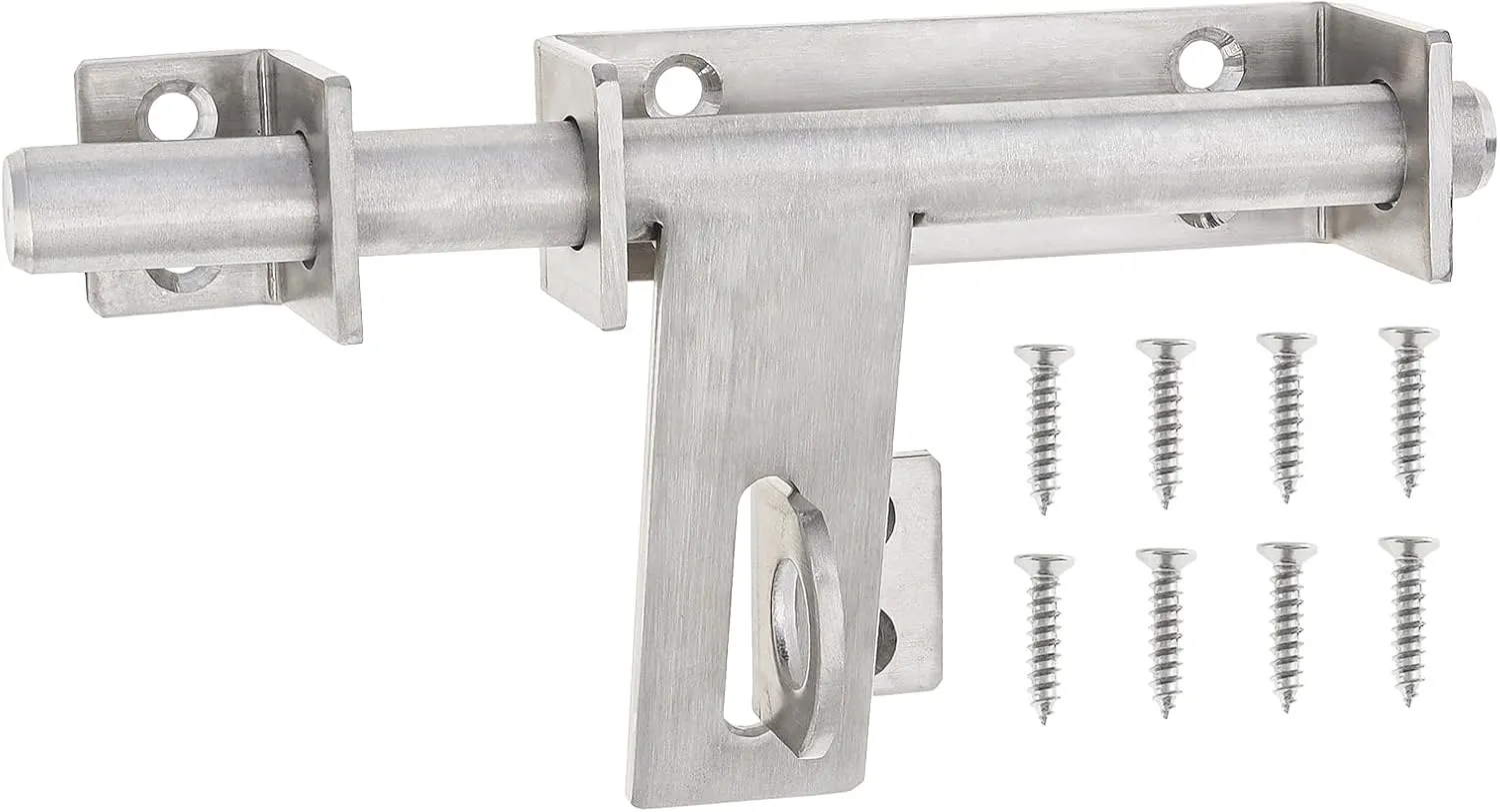 6.7 Inch Heavy Duty Barrel Bolts Door Lock, Solid SUS304 Stainless Steel Slide Bolt Gate Latch with 15 mm Padlock Hole for Wooden Fence, Yard Door, Barn Door, Shed Door