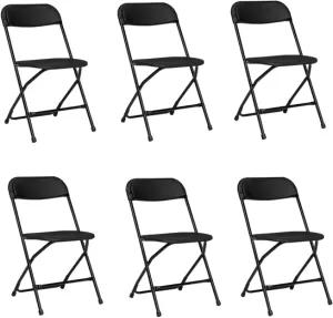 6pcs Injection Molded Classic Black XN Courtyard Plastic Folding Chair