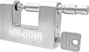 71/80KD-3SK Stainless Steel D-Shaped Heavy Duty Padlock with Key for Garage Door, Containers, Shed and Warehouse (3-1/8 inch, Keyed Different - 3 Stainless Steel Keys)