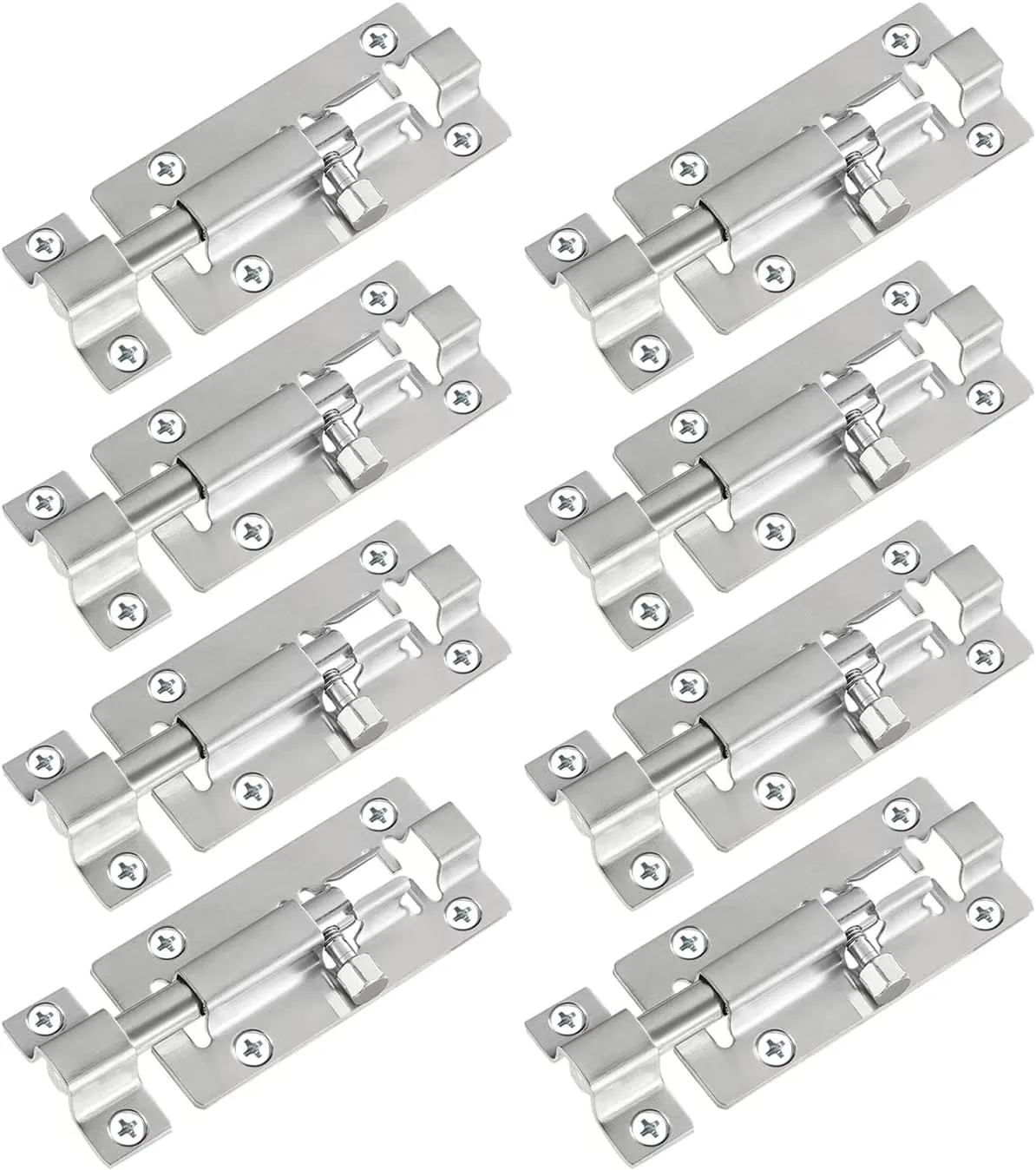 8 Pack Barrel Bolt Latch, Slide Bolt Latch 3 Inches Slide Latch Lock, Thickened Stainless Steel Sliding Lock for Door, Brushed Finish Sliding Bolt Lock, Sliding Bolt Latch with 48PCS Screws