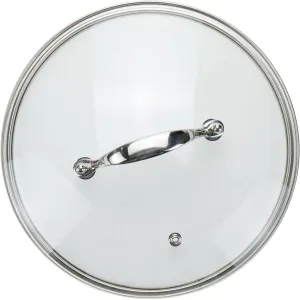 9 Inch Clear Glass Pot Lid for Frying Pan Replacement Cover Can Withstand 356°F (180℃) with Stainless Steel Arch Bridge Handle,Bright Silver