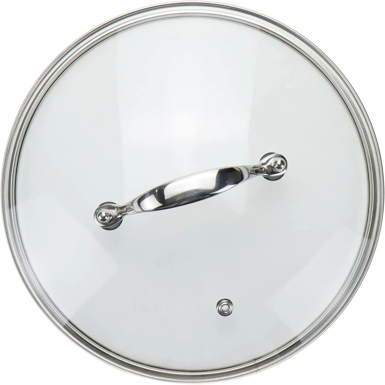 9 Inch Clear Glass Pot Lid for Frying Pan Replacement Cover Can Withstand 356°F (180℃) with Stainless Steel Arch Bridge Handle,Bright Silver