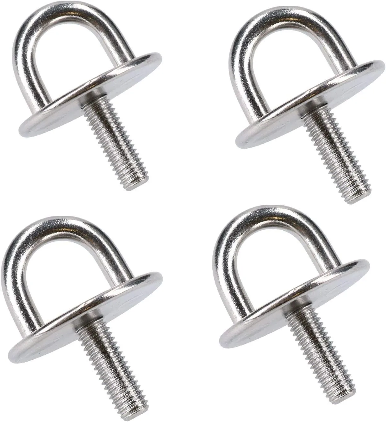 AB Tools 4 Pack Round Pad Eye Tie Down Anchor Ring Stainless Steel M8 Thread
