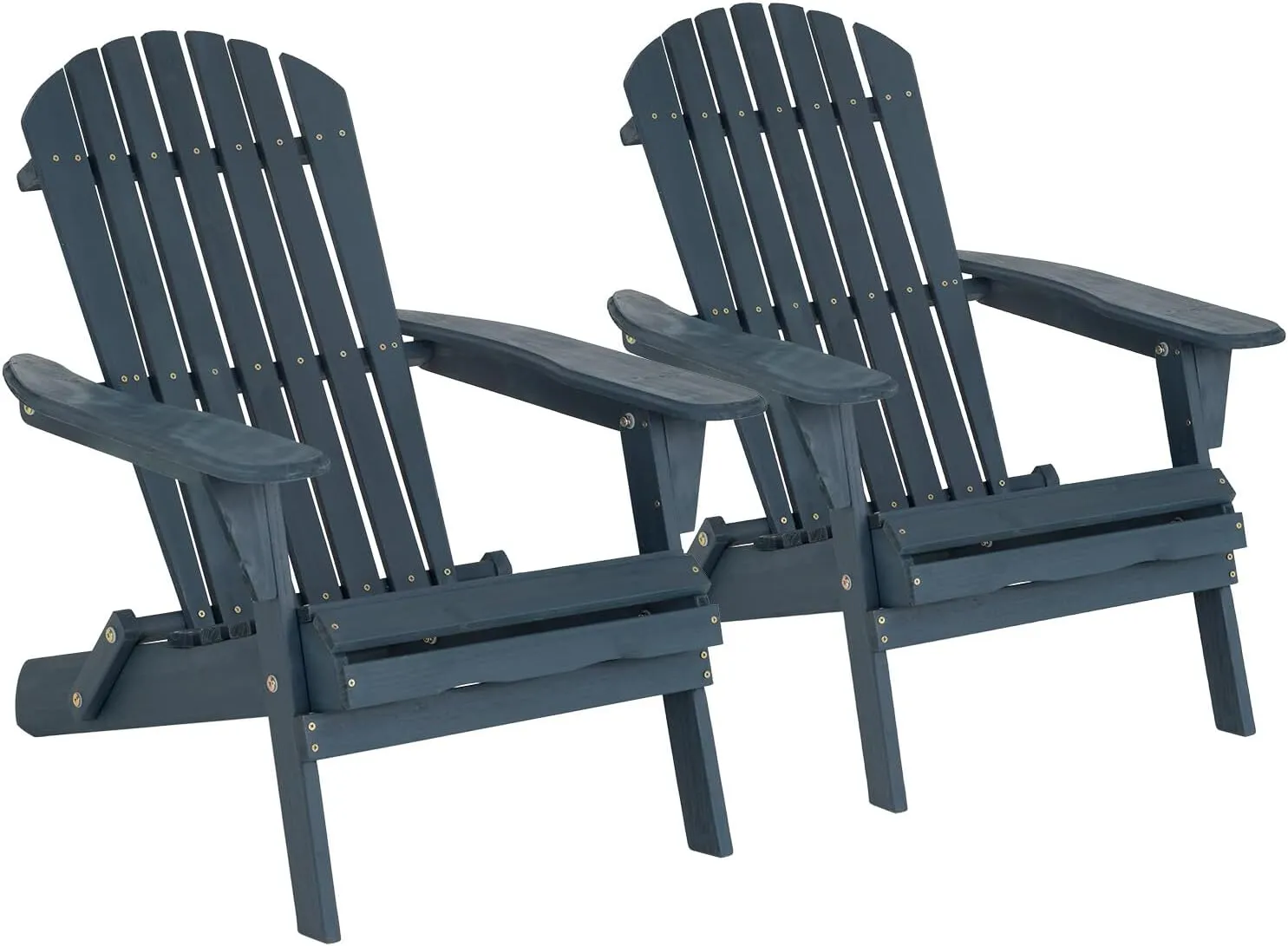 Adirondack Chair All Weather Fire Pit Lounge Chair Easy Assemble Folding Chair (Navy,Single)