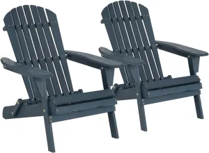 Adirondack Chair All Weather Fire Pit Lounge Chair Easy Assemble Folding Chair (Navy,Single)