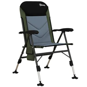 Adjustable - Frame Metal Professional service Legs Fishing With Green/Black Foldable Futuristic Chair, Outsunny