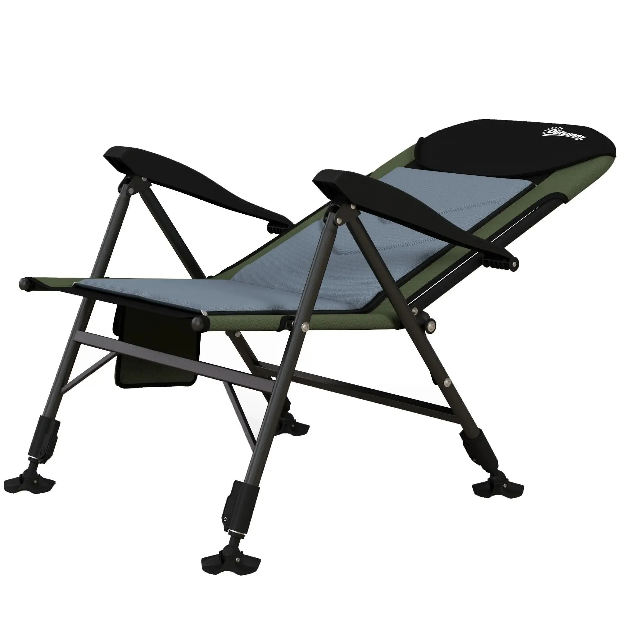 Adjustable - Frame Metal Professional service Legs Fishing With Green/Black Foldable Futuristic Chair, Outsunny
