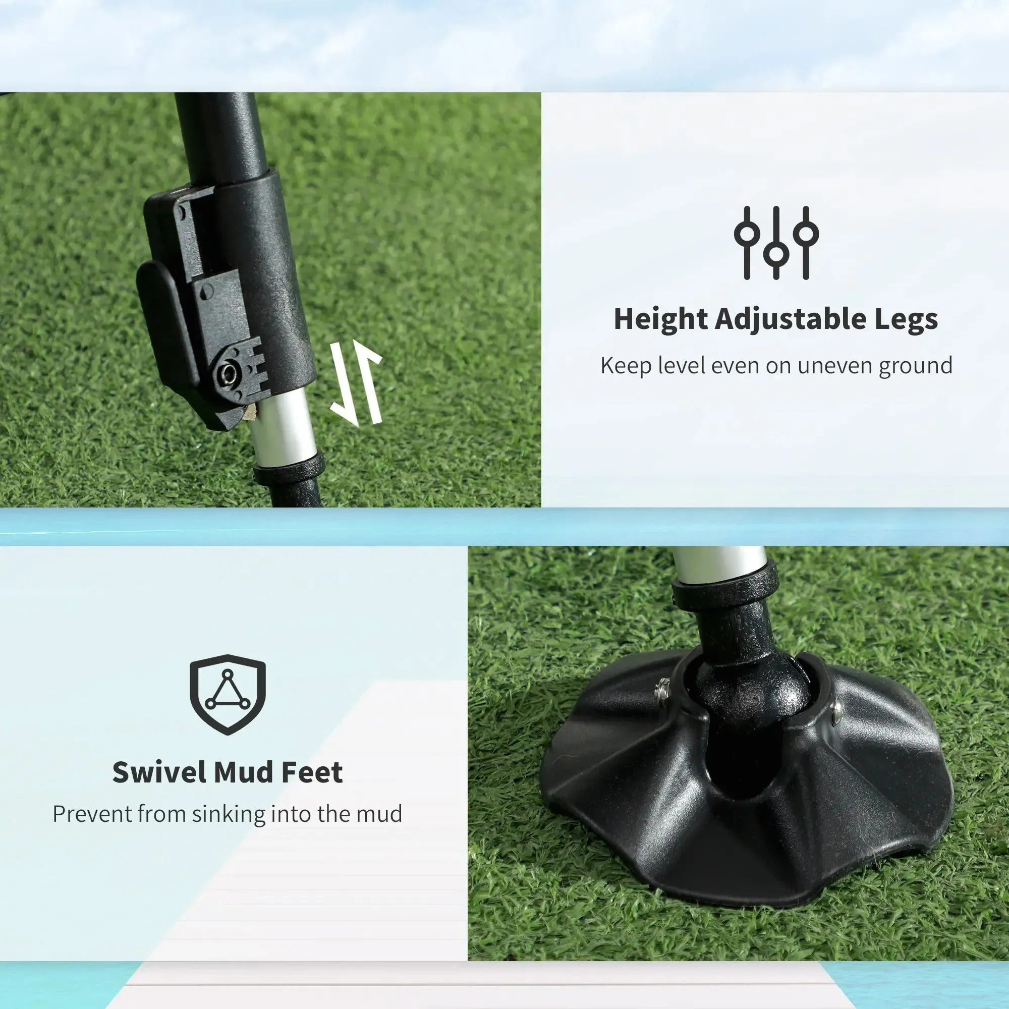 Adjustable - Frame Metal Professional service Legs Fishing With Green/Black Foldable Futuristic Chair, Outsunny
