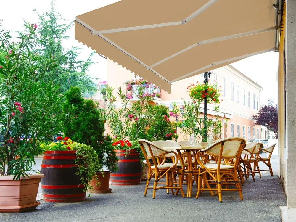 ADVANING 14'x10' MOTORIZED Patio Retractable Awning | LUXURY Series | PREMIUM Quality, 100% Solution-Dyed European Acrylic UV Sun Shade, Color: Khaki, EA1410-A100H2