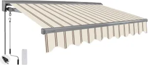 ADVANING Classic Series 12'X10' Electric Retractable Awning, 100% Acrylic UV  Sun Shade Canopy, Beige w/Brick Red Stripes, EA1210-A332H
