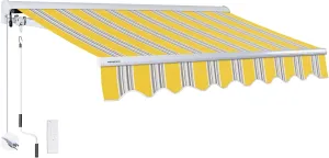 ADVANING Luxury Series, 10'x8' Electric Retractable Awning, Premium Quality Fully Assembled UV  Sun Shade Canopy, Sunny Yellow Stripes, EA1008-A423H2