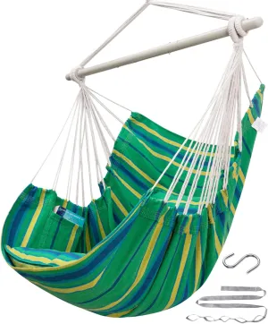 ADVOKAIR Hammock Chair Hanging Chair Swing Large Indoor with Anti-Slip Steel Spread Bar and Pocket-Max 500lbs-2 Cushions, Perfect for Bedroom,Outdoor,Patio, Porch,Backyard…