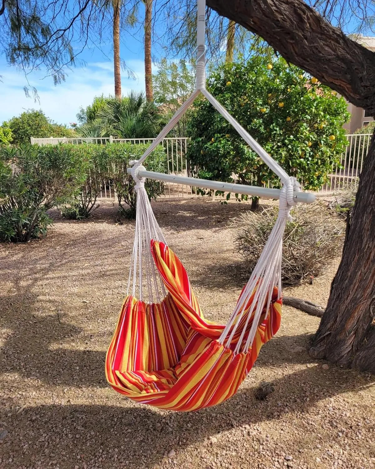 ADVOKAIR Hammock Chair Hanging Chair Swing Large Indoor with Anti-Slip Steel Spread Bar and Pocket-Max 500lbs-2 Cushions, Perfect for Bedroom,Outdoor,Patio, Porch,Backyard…