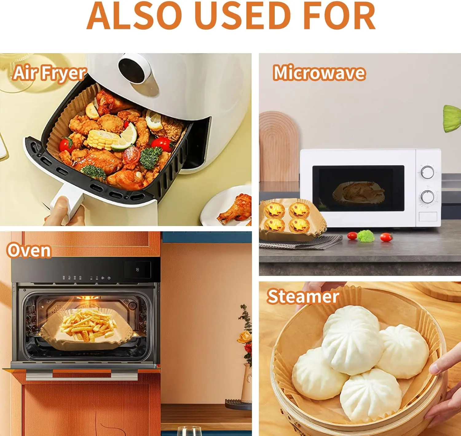 Air Fryer Disposable Paper Liner Square 9 Inch, 100PCS Large Paper Liners for 6-10QT Air fryer, Non-stick Parchment Paper for Frying, Steamer, Baking, Microwave Etc