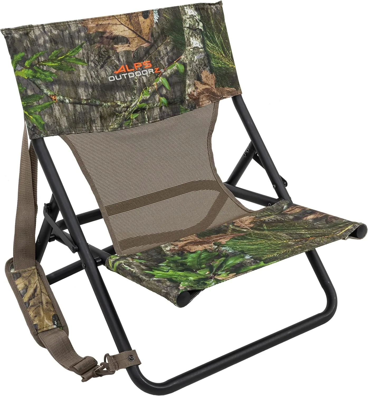 ALPS OutdoorZ Turkey Hunting Chair with Foldable Low Profile Design, Mossy Oak Obsession Camo, Durable Steel Frame, and Padded Shoulder Carry Strap