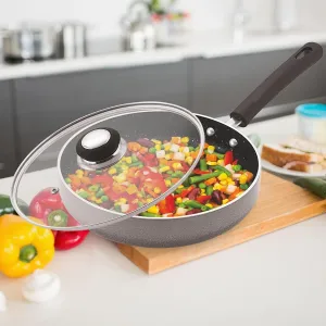 AmericanStandard 10-Inch Nonstick Fry Pan with Glass Lid & Spoon – Heavy-Duty Skillet with Stay-Cool Handle, 4mm Extra Thick Base, 5-Layer PFOA-Free Coating – Works on All Cooktops