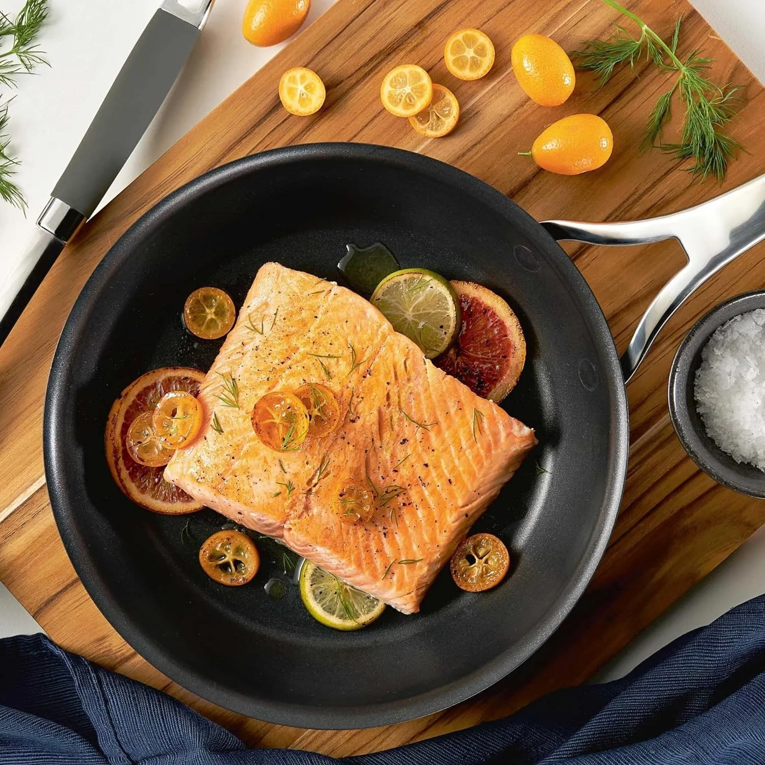 Anolon Nouvelle Copper Nonstick Frying / Fry Pan Set / Hard Anodized Skillet Set - 8.5 Inch and 10 Inch, Black Onyx