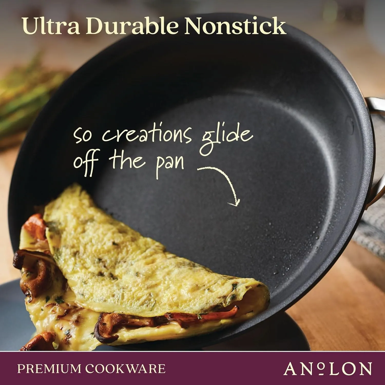 Anolon Nouvelle Copper Nonstick Frying / Fry Pan Set / Hard Anodized Skillet Set - 8.5 Inch and 10 Inch, Black Onyx