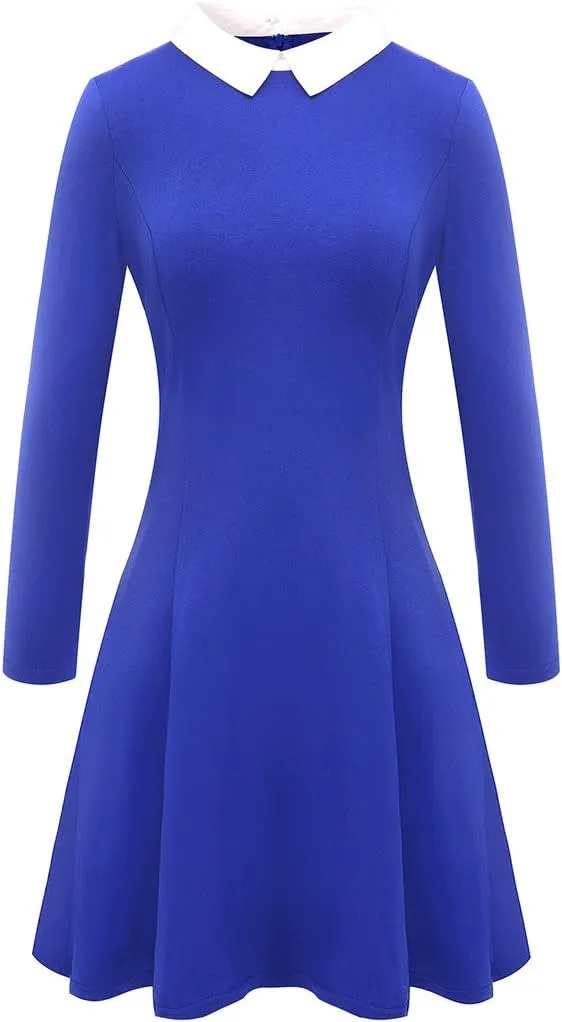 Aphratti Women's Long Sleeve Fall Dresses 2025 Casual Peter Pan Collar A Line Fit and Flare Skater Goth Dress