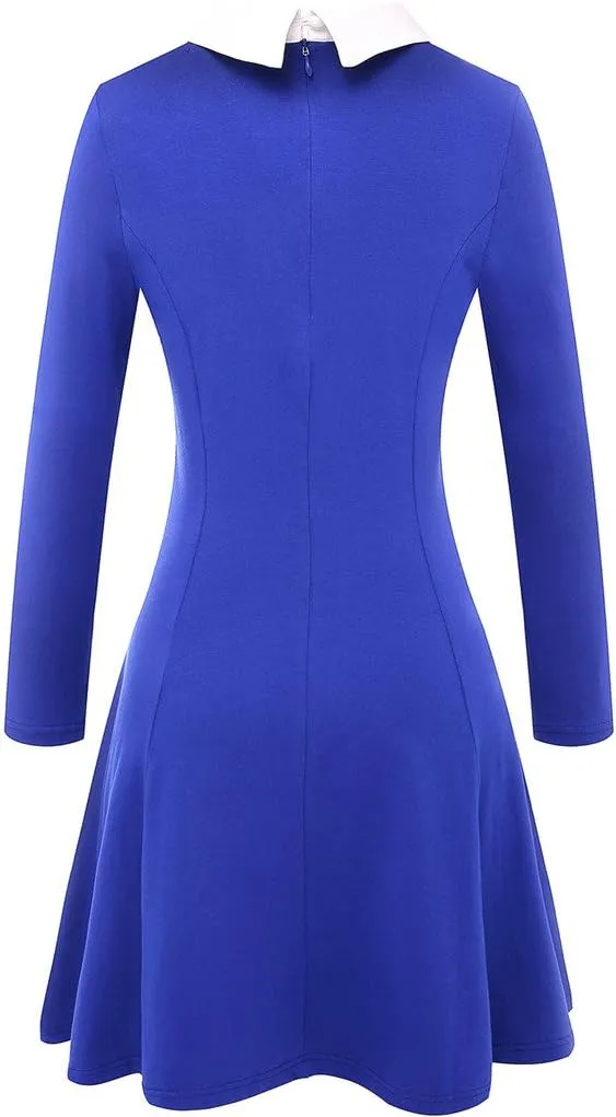 Aphratti Women's Long Sleeve Fall Dresses 2025 Casual Peter Pan Collar A Line Fit and Flare Skater Goth Dress
