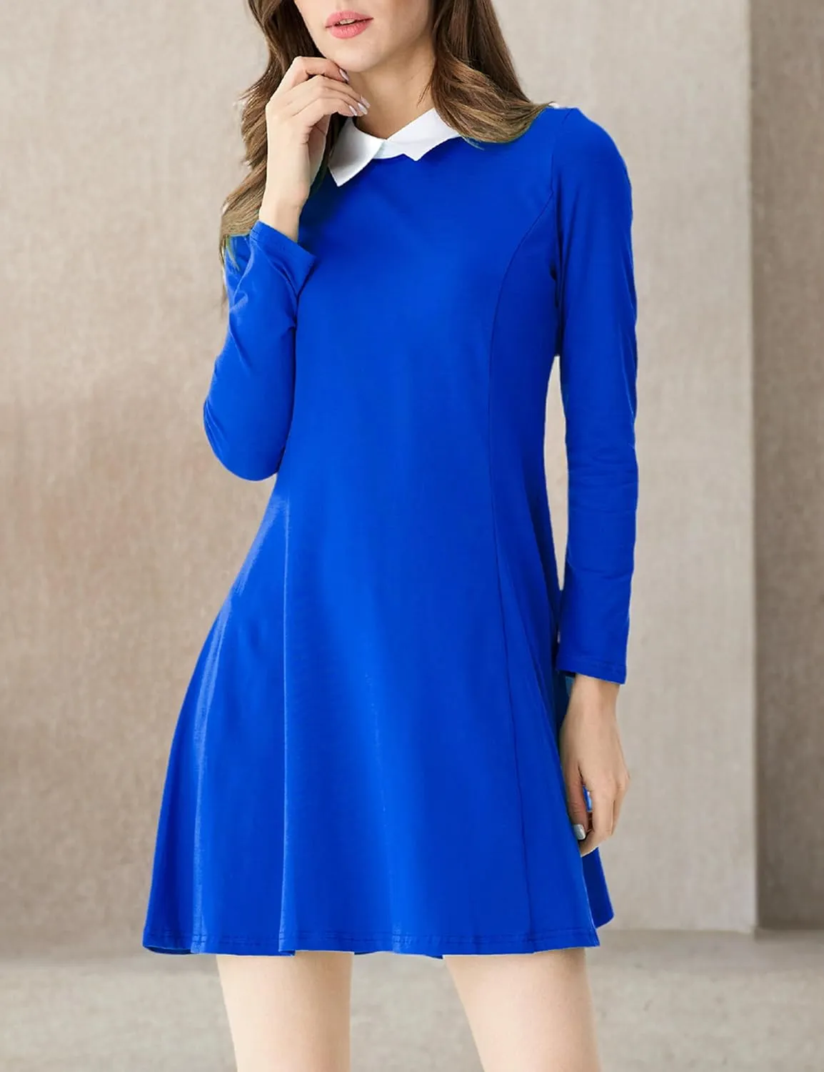 Aphratti Women's Long Sleeve Fall Dresses 2025 Casual Peter Pan Collar A Line Fit and Flare Skater Goth Dress