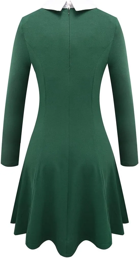 Aphratti Women's Long Sleeve Fall Dresses 2025 Casual Peter Pan Collar A Line Fit and Flare Skater Goth Dress