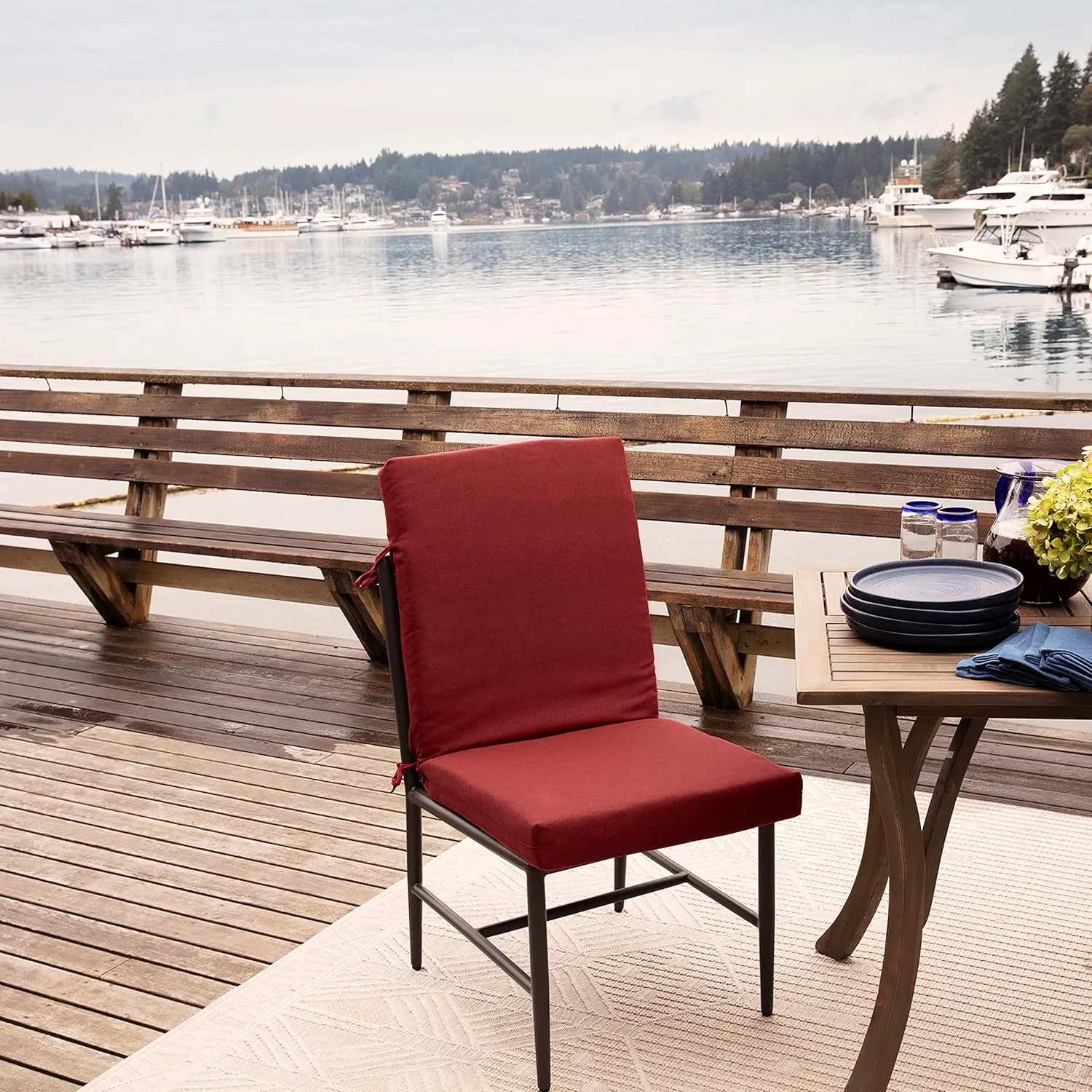 Arden Oceantex Outdoor Chair Cushion 20 x 20, Nautical Red