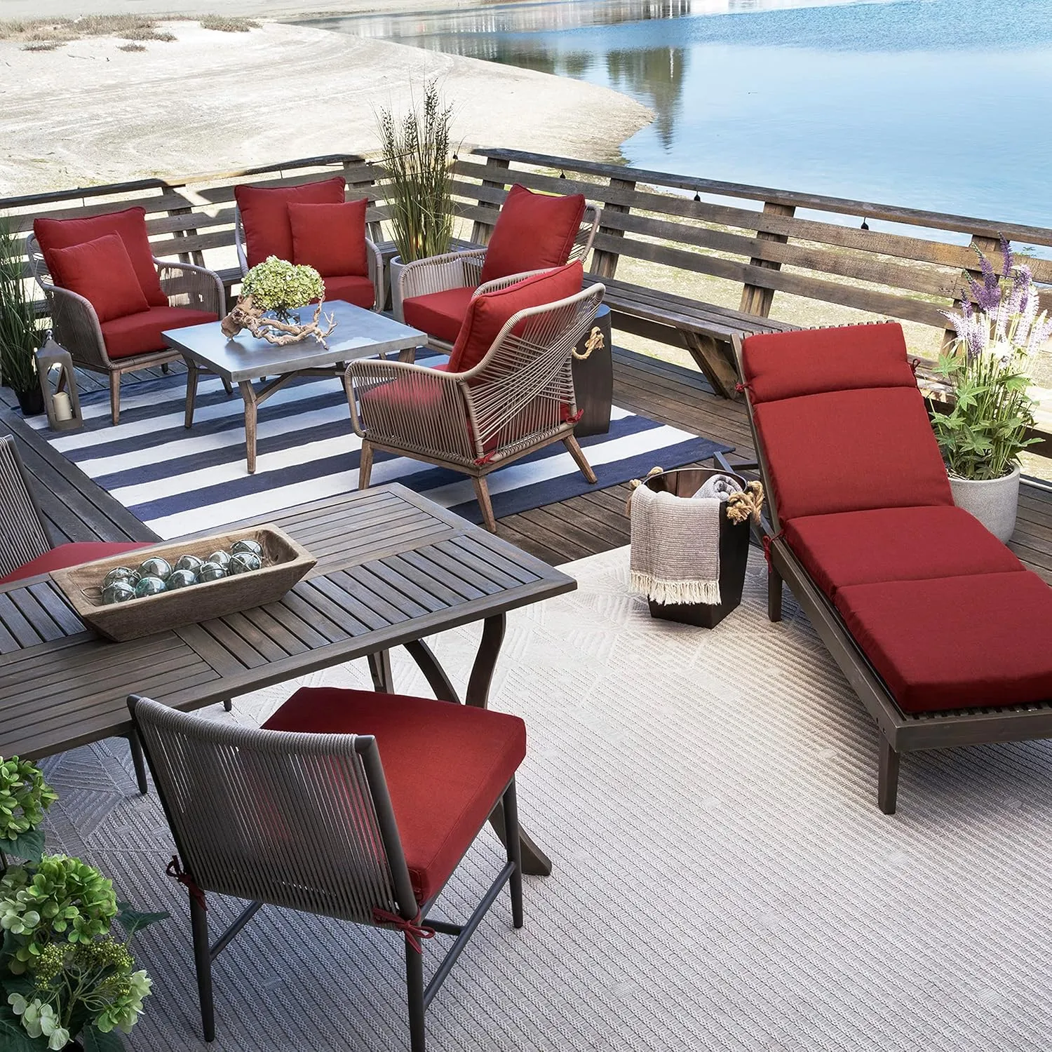 Arden Oceantex Outdoor Chair Cushion 20 x 20, Nautical Red