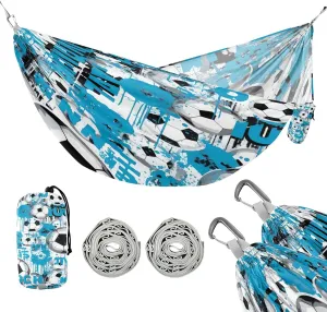 ATTX Blue Football Camping Hammock - Lightweight & Portable Hammocks, Heavy Duty 330lbs Capacity for Indoor, Hiking, Backpacking, Travel, Backyard, Beach#423