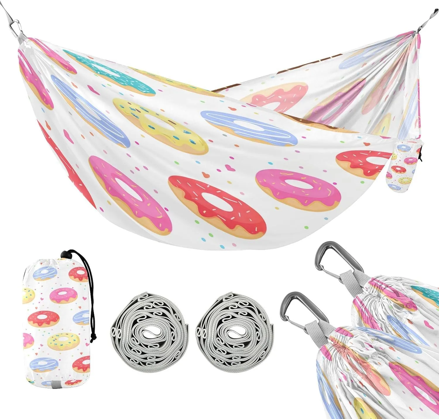 ATTX Colorful Donuts Camping Hammock - Lightweight & Portable Hammocks, Heavy Duty 330lbs Capacity for Indoor, Hiking, Backpacking, Travel, Backyard, Beach#218